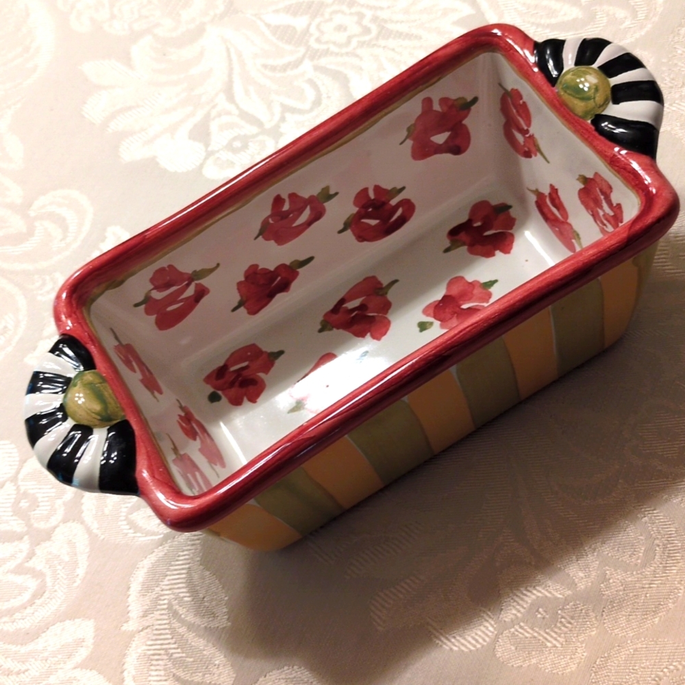 NWT MacKenzie Child retired  Cabbage Rose little loaf pan